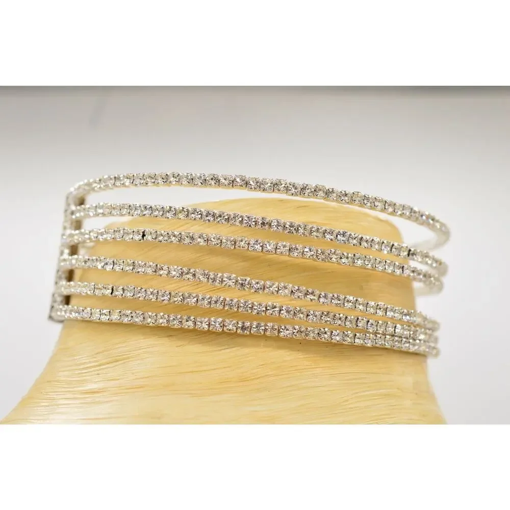 Lavish Statement Crystal Choker Necklace Bridal Ice Chunky Rhinestone Y2K Bin3B